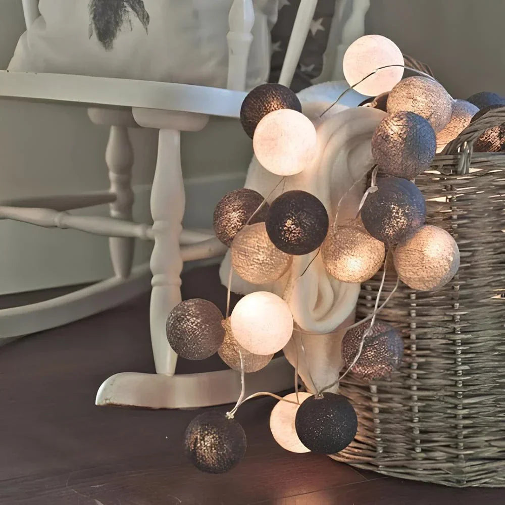 Cotton Ball String Lights – Soft Warm Lighting for Home Décor, USB or Battery Operated 14