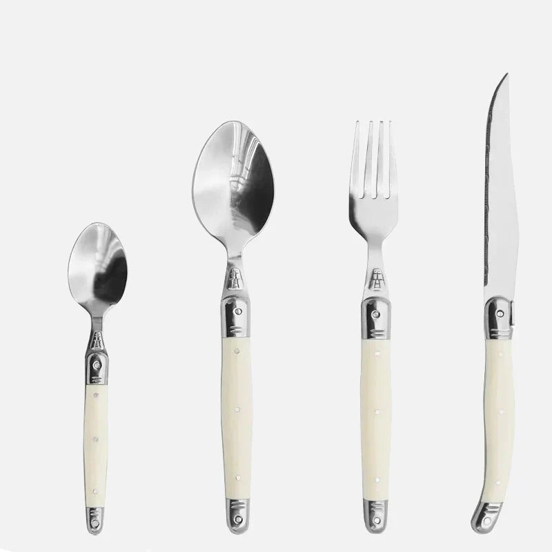 Timeless Laguiole Cutlery Set with Ivory Handles – 304 Stainless Steel, Elegant Dining Experience 24