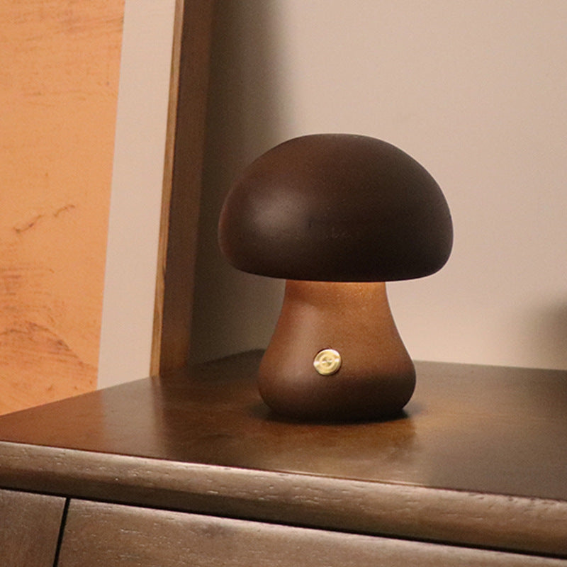 Wireless LED Mushroom Table Lamp – Unique Wooden Design for Cozy Ambiance 6