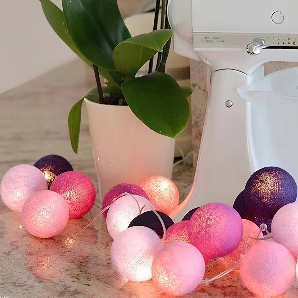 Cotton Ball String Lights – Soft Warm Lighting for Home Décor, USB or Battery Operated 13