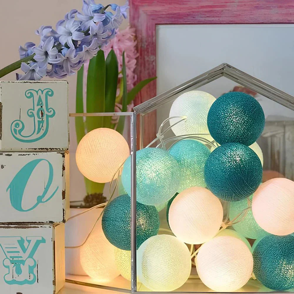 Cotton Ball String Lights – Soft Warm Lighting for Home Décor, USB or Battery Operated 9