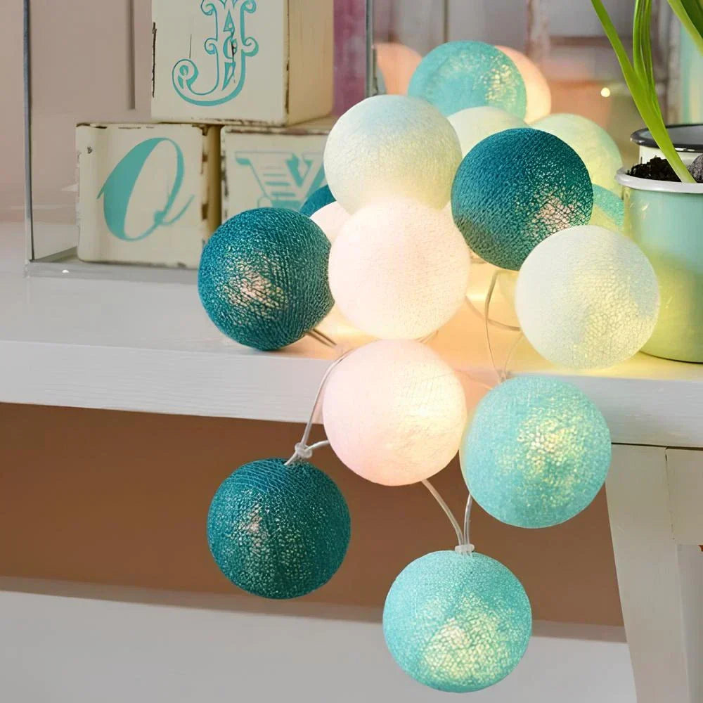 Cotton Ball String Lights – Soft Warm Lighting for Home Décor, USB or Battery Operated 11