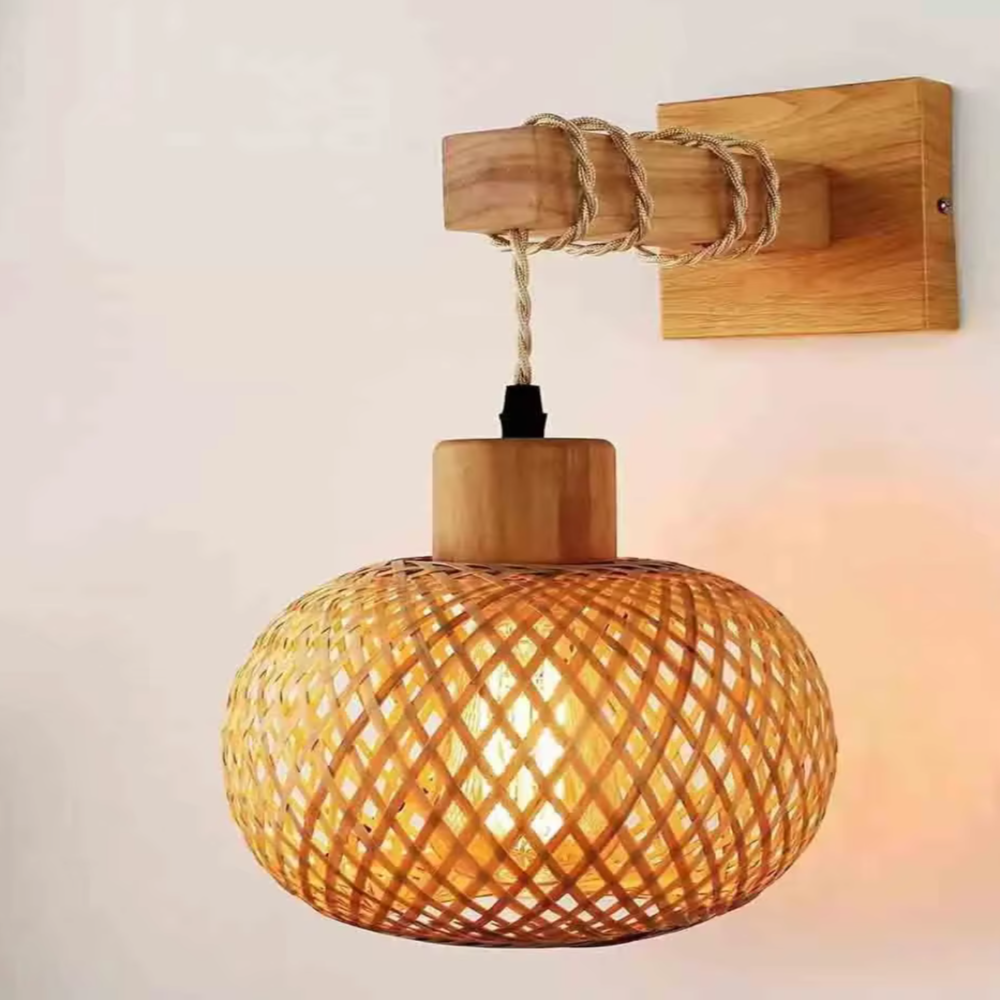 Handwoven Bamboo Wall Light – Dual Directional Ambient Lighting for Modern and Rustic Interiors 16
