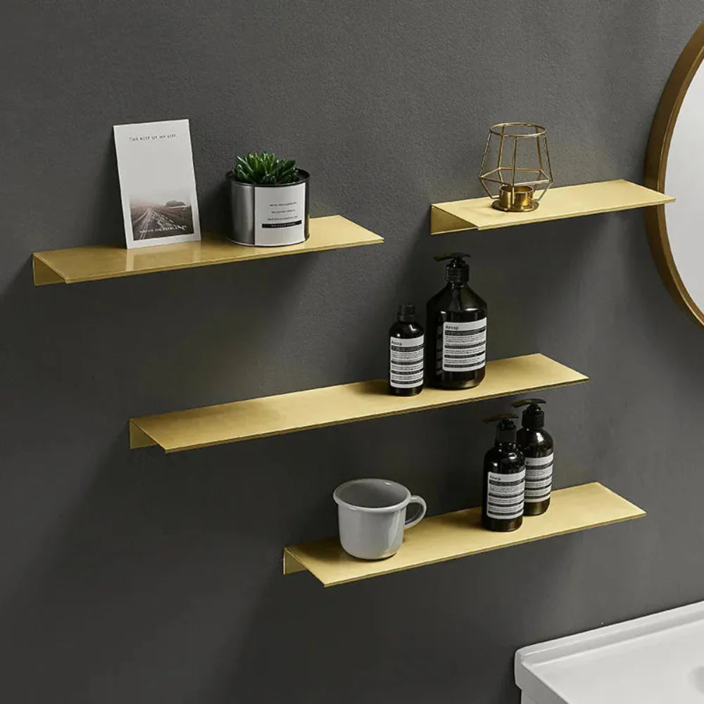 Wall Shelf in Brushed Aluminum for Bathroom and Kitchen – Modern, Durable, and Versatile Storage Solution 4