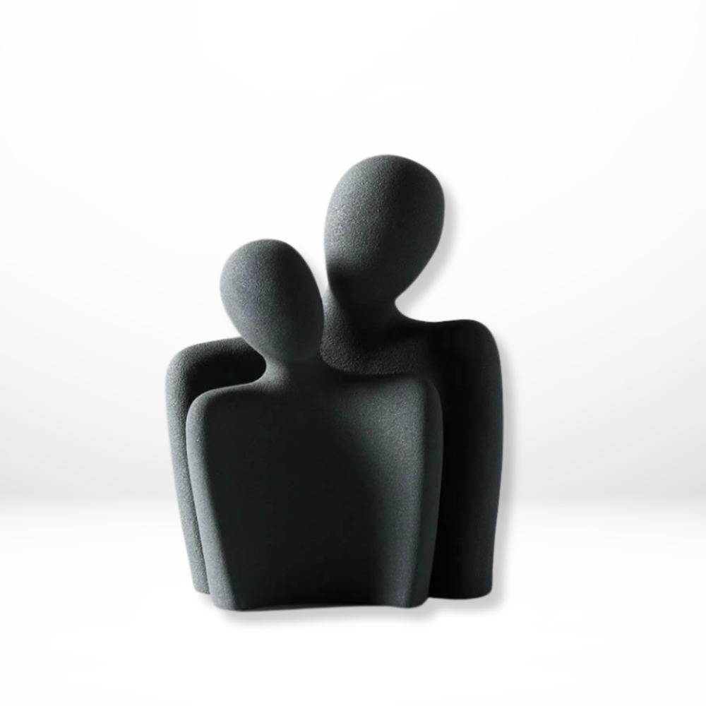 Handmade Ceramic Love Figurines – Minimalist Embrace Sculpture in White or Black 3