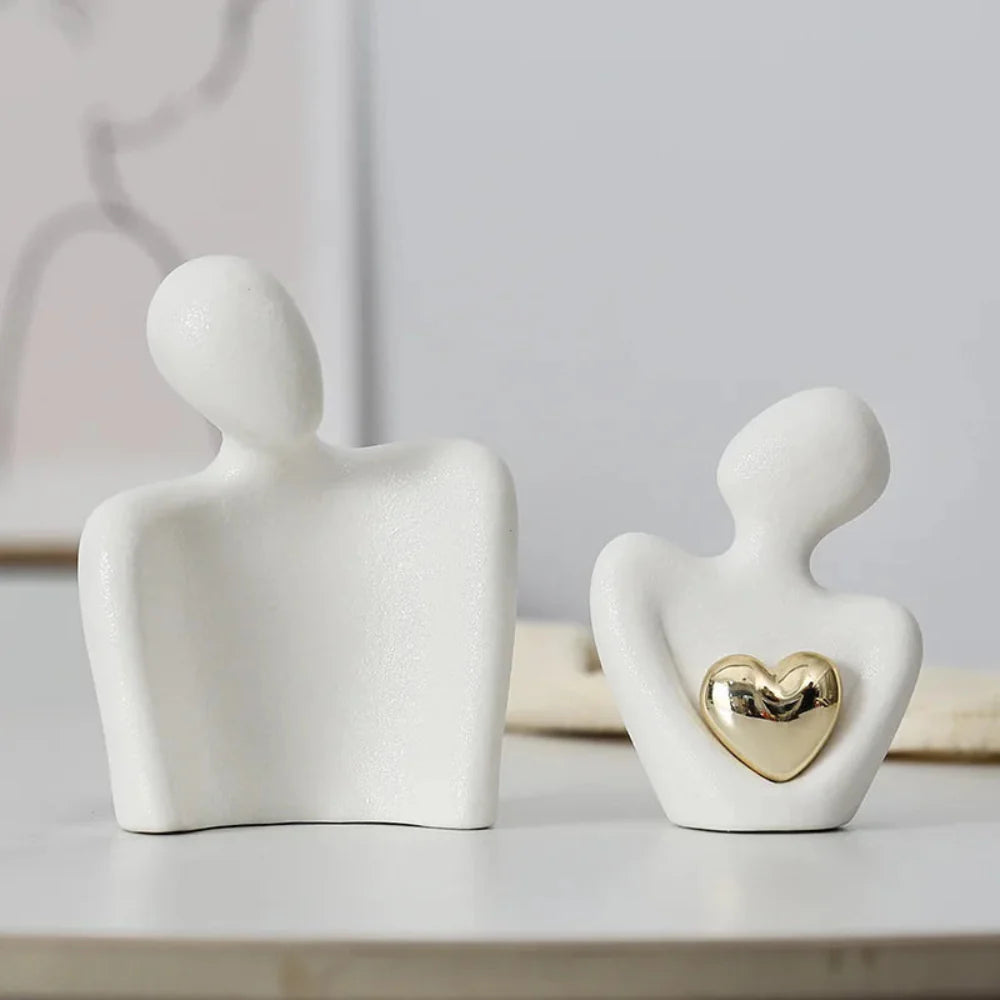 Elegant Ceramic Couple Figurine – Timeless Love and Unity Decorative Piece 4