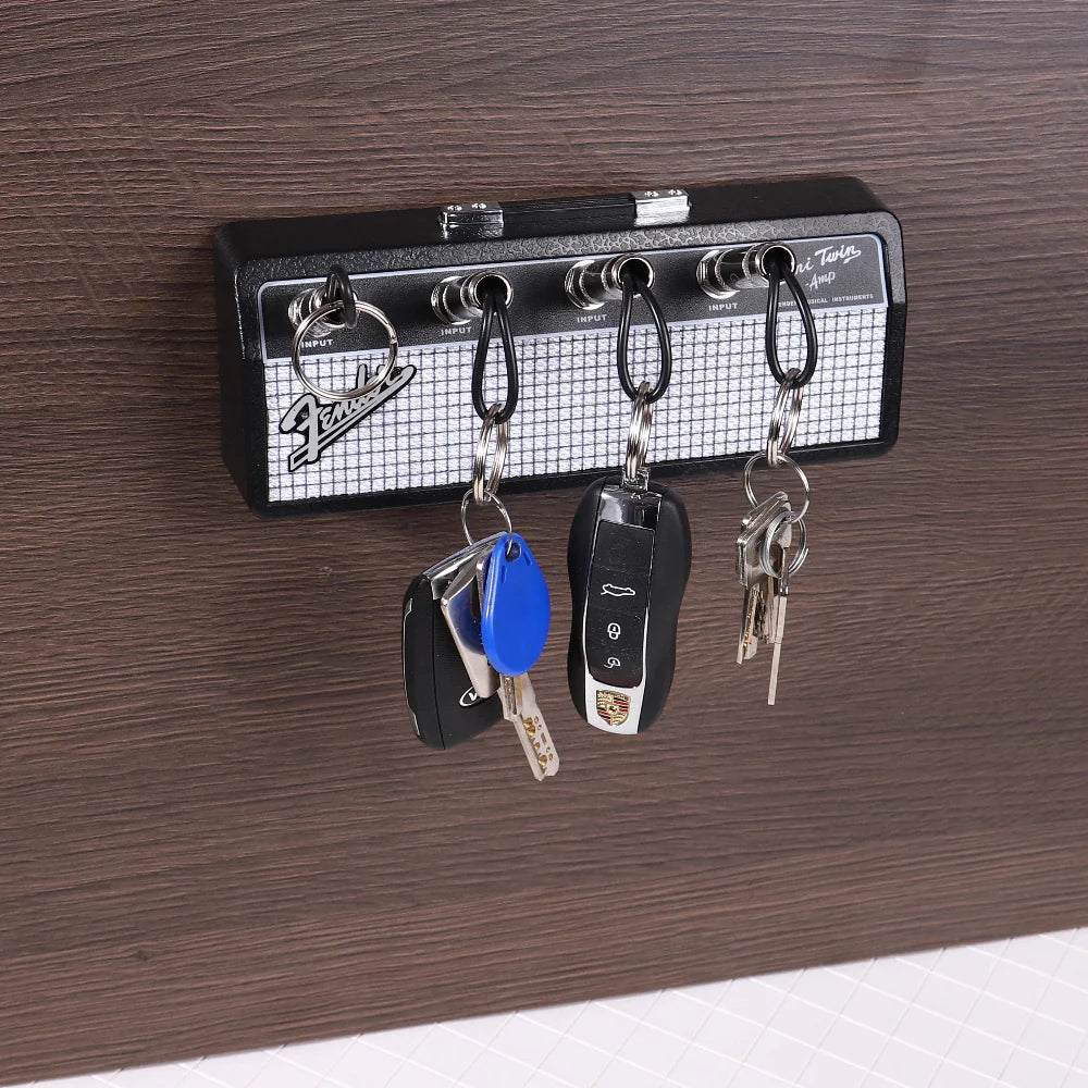 Guitar Amplifier Key Holder with Guitar Plug Keychains – Unique Wall Decor for Music Lovers 2