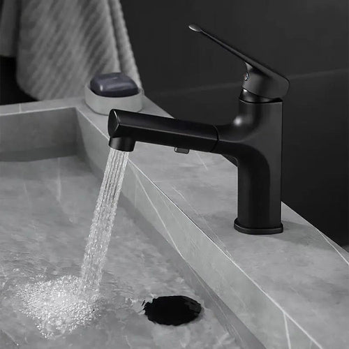 Retractable 360° Swivel Bathroom Faucet with Dual Spray Modes – Modern Chrome Design 1
