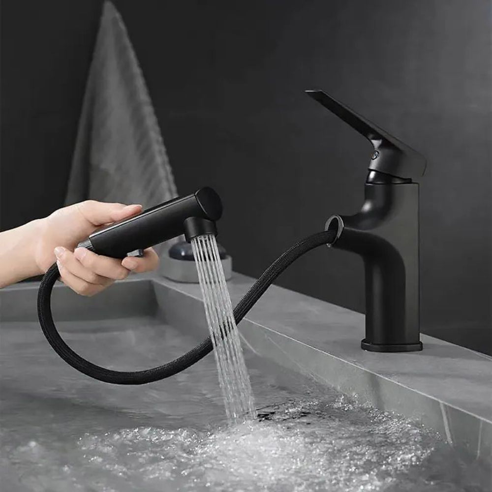 Retractable 360° Swivel Bathroom Faucet with Dual Spray Modes – Modern Chrome Design 2