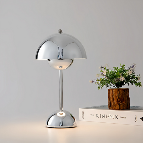 Modern Chrome LED Table Lamp with Touch Dimmer – Cordless and Rechargeable Design for Home and Office 1
