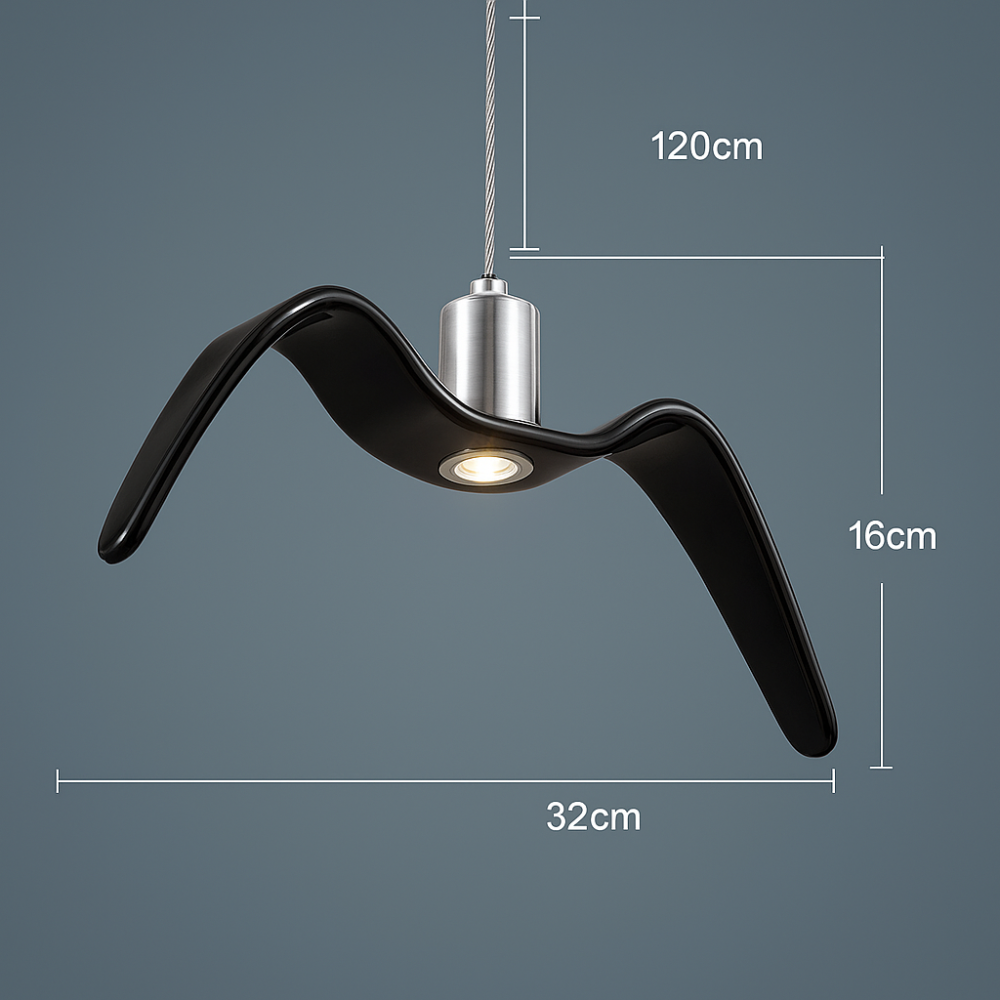 Elegant Bird-Shaped Ceiling Light with Adjustable Height – Modern LED Fixture in Black and White 10