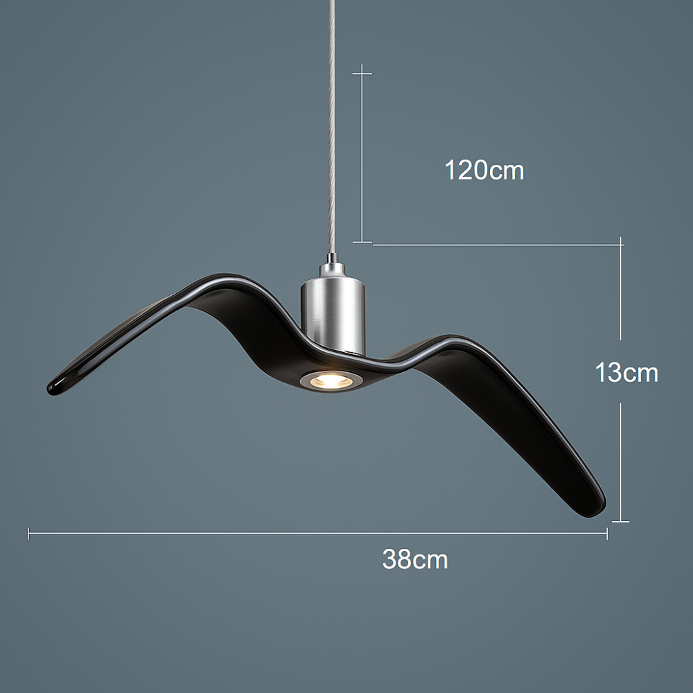 Elegant Bird-Shaped Ceiling Light with Adjustable Height – Modern LED Fixture in Black and White 11