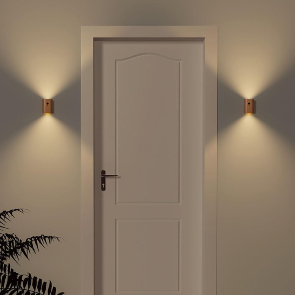 Wireless LED Wall Light with Motion Sensor – Elegant Wooden Design for Home and Office 2