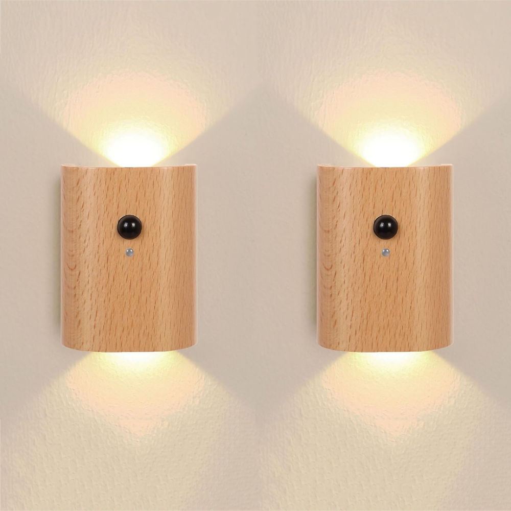 Wireless LED Wall Light with Motion Sensor – Elegant Wooden Design for Home and Office 6