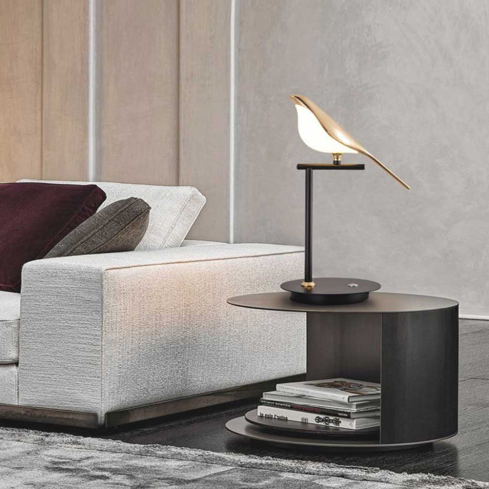 Modern Bird-Inspired Table Lamp with Dimmable LED – Elegant Black and Gold Design 4