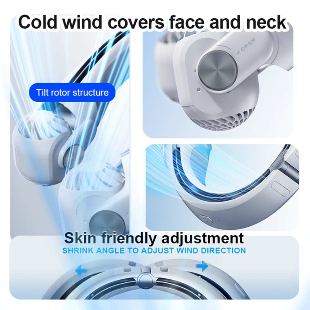 Rechargeable Hands-Free Neck Fan with Adjustable Airflow – Lightweight and Portable BreezeBand 5