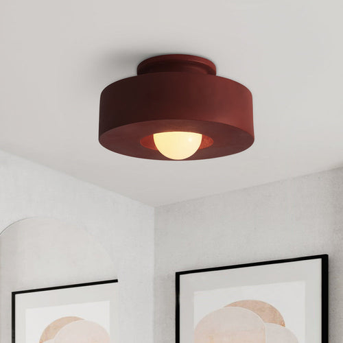 Scandinavian Ceramic Flush Mount Ceiling Light – Modern Cylindrical Design in Multiple Colors 1