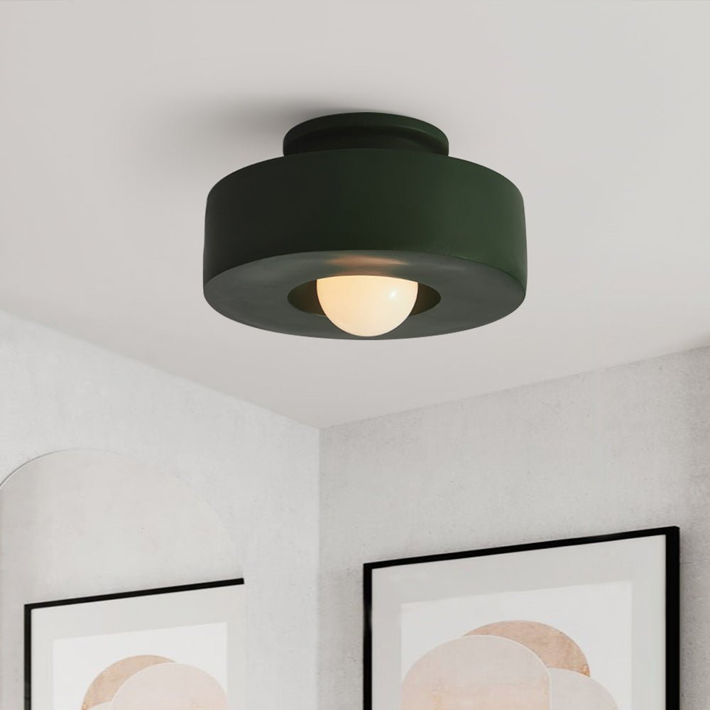 Scandinavian Ceramic Flush Mount Ceiling Light – Modern Cylindrical Design in Multiple Colors 2