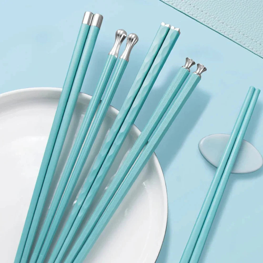 Elegant Stainless Steel Chopsticks Set – 5 Pairs for Stylish Dining and Gifting 10