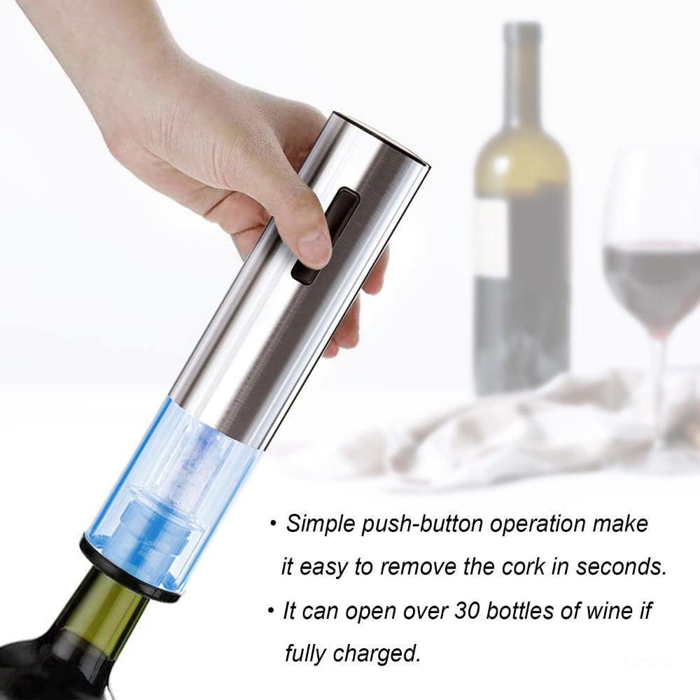 Electric Wine Bottle Opener with USB Rechargeable Battery and LED Light – Effortless Cork Removal 5