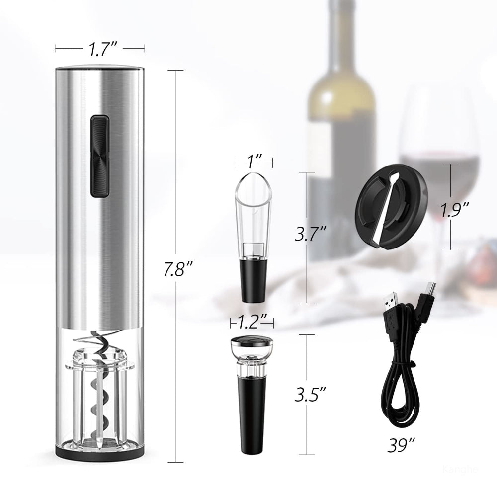 Electric Wine Bottle Opener with USB Rechargeable Battery and LED Light – Effortless Cork Removal 6