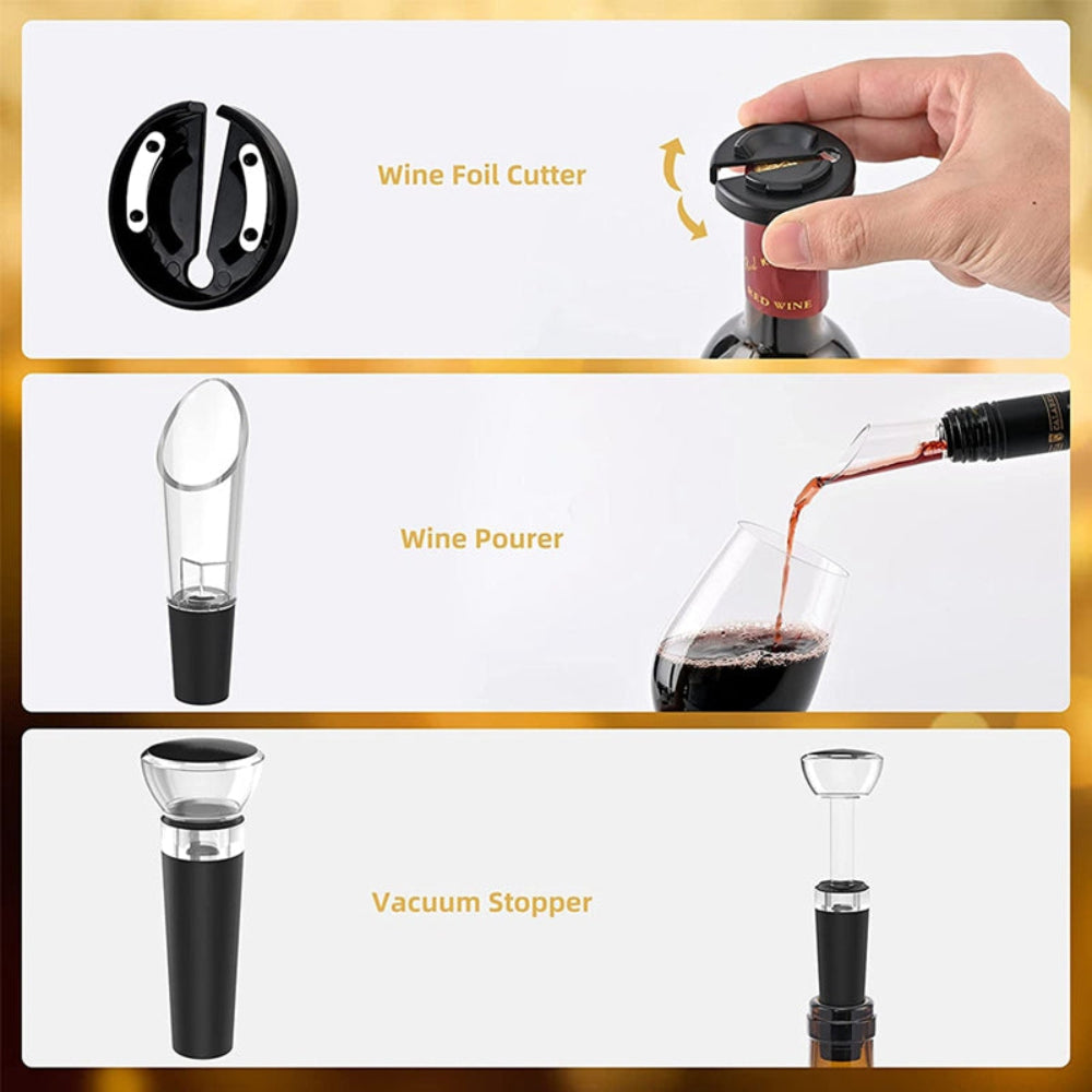 Electric Wine Bottle Opener with USB Rechargeable Battery and LED Light – Effortless Cork Removal 7