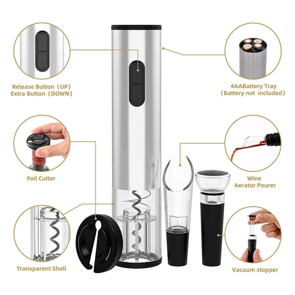 Electric Wine Bottle Opener with USB Rechargeable Battery and LED Light – Effortless Cork Removal 8