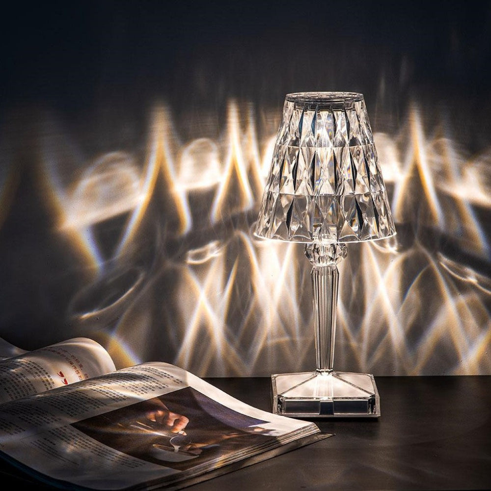 Rechargeable LED Table Lamp with Crystal Effect – Touch Activated, USB-C Powered, Modern Design 2