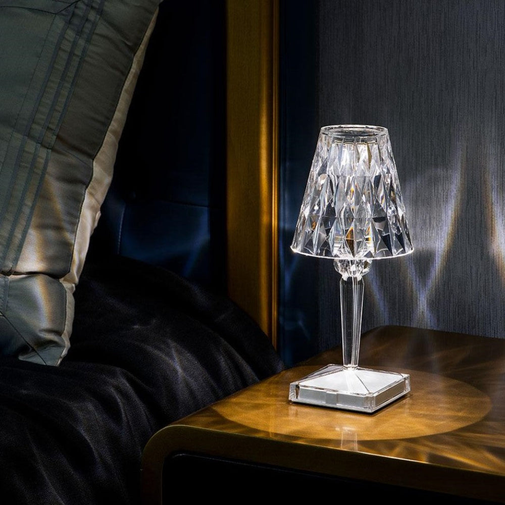 Rechargeable LED Table Lamp with Crystal Effect – Touch Activated, USB-C Powered, Modern Design 3