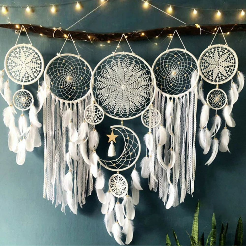 Boho Wall Hanging and Dreamcatcher Set – 5-Piece Handmade Macrame Decor for Home 4