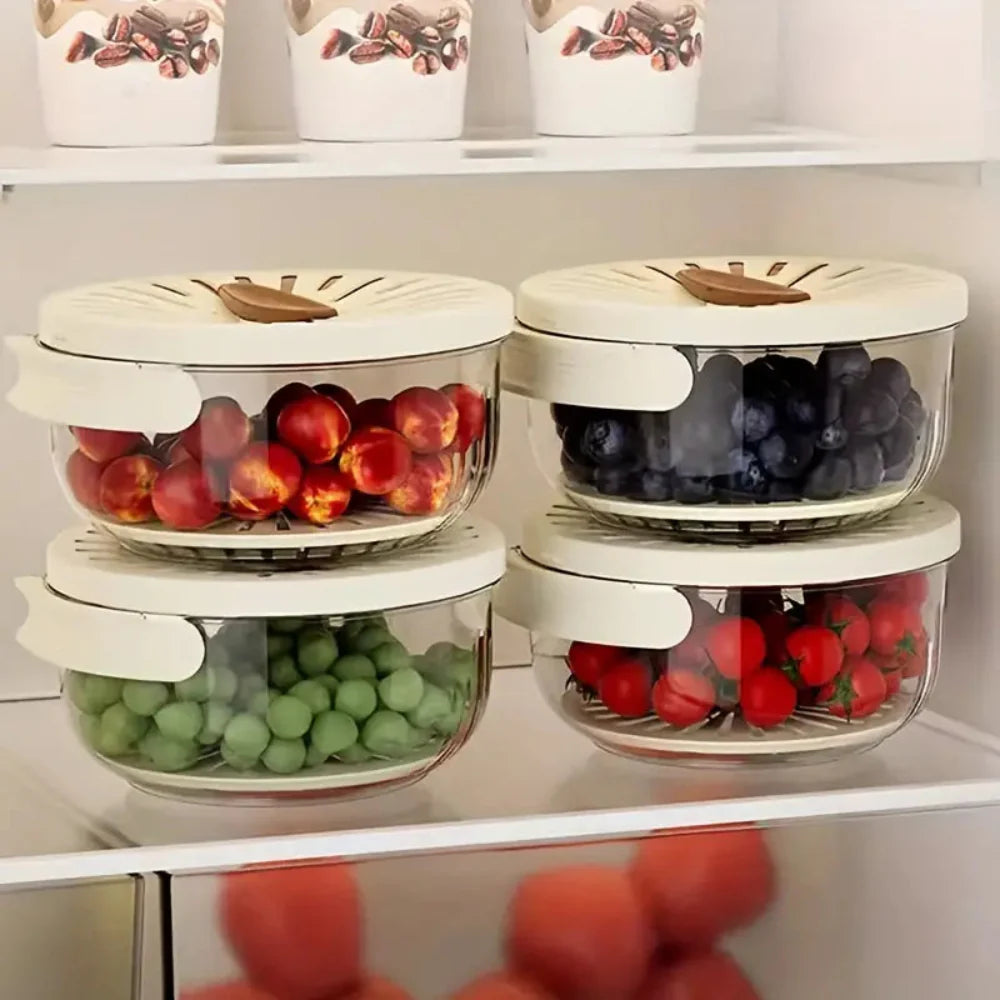 Multi-Functional Fruit and Vegetable Washing Bowl with Lid - 3-in-1 Design for Efficient Washing, Draining, and Storage 2