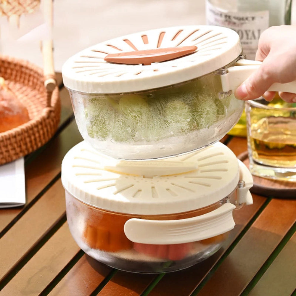 Multi-Functional Fruit and Vegetable Washing Bowl with Lid - 3-in-1 Design for Efficient Washing, Draining, and Storage 4
