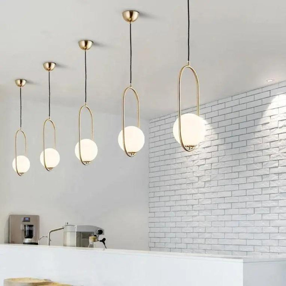 Nordic Pendant Light with Adjustable Cable and E27 Bulb – Brushed Gold Finish 5