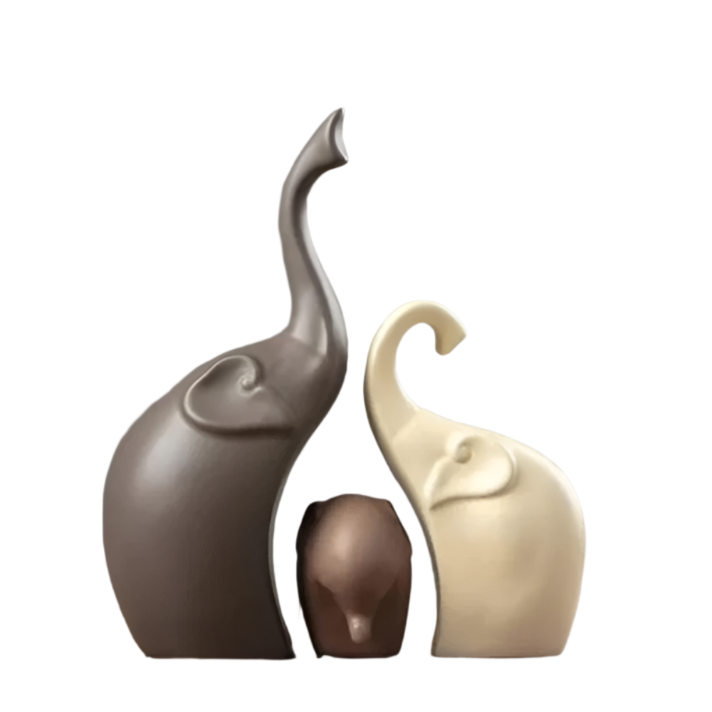 Elephant Family Figurine Set – Ceramic Decorative Statues for Home and Office 6