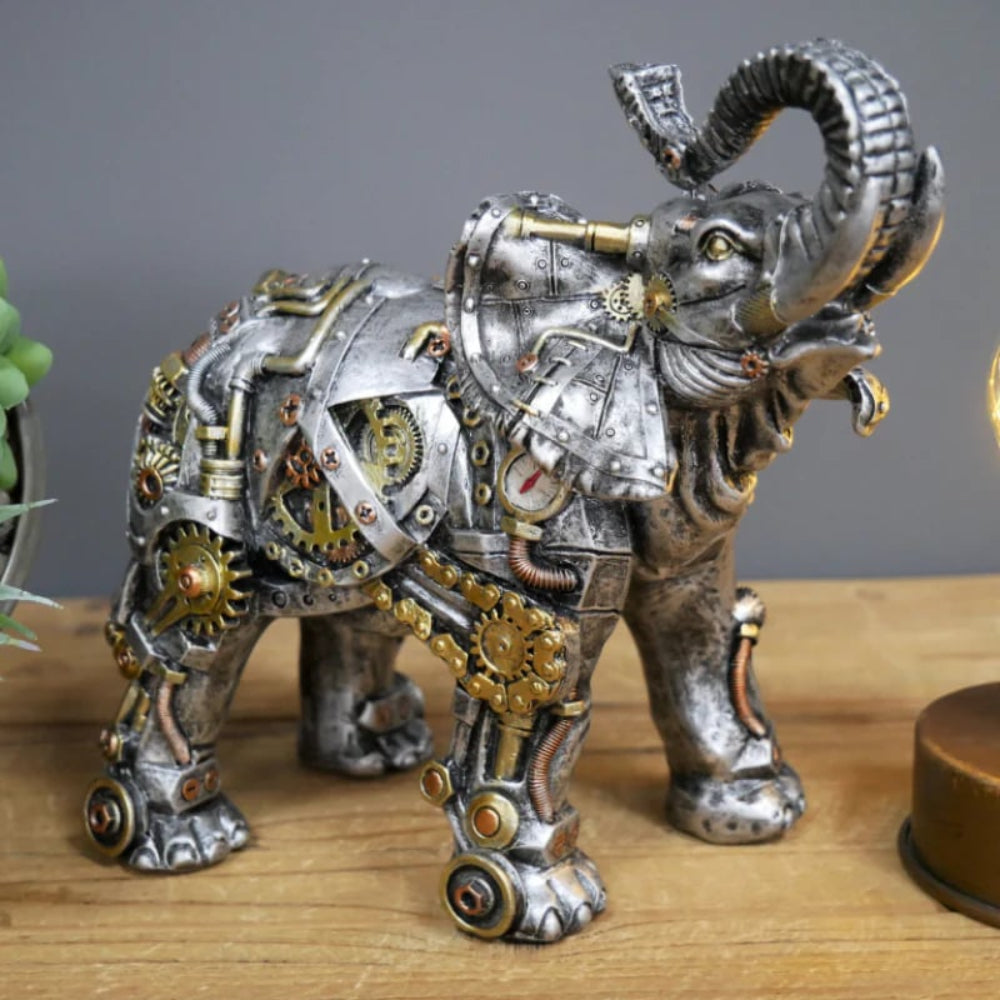 Steampunk Sculpture with Exposed Gears and Intricate Metal Details – Unique Home Decor Accent 3