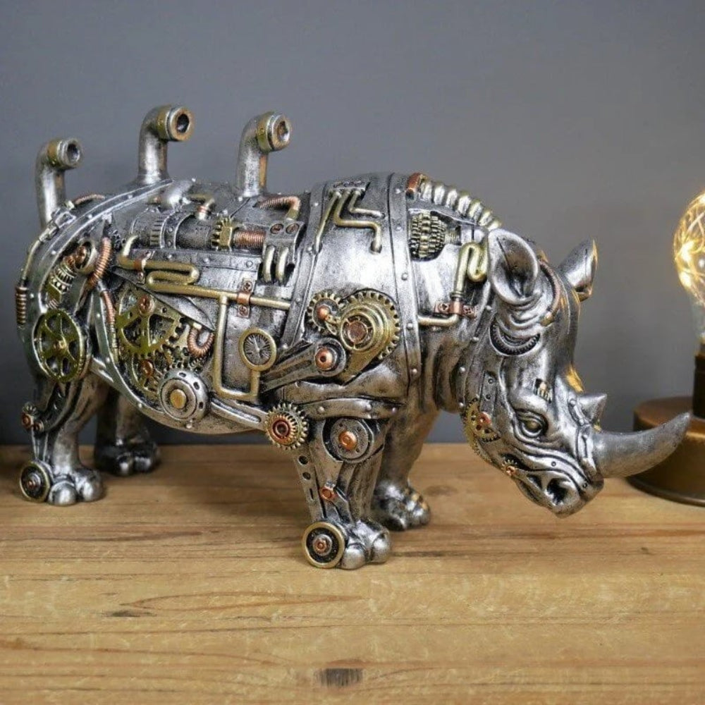 Steampunk Sculpture with Exposed Gears and Intricate Metal Details – Unique Home Decor Accent 4