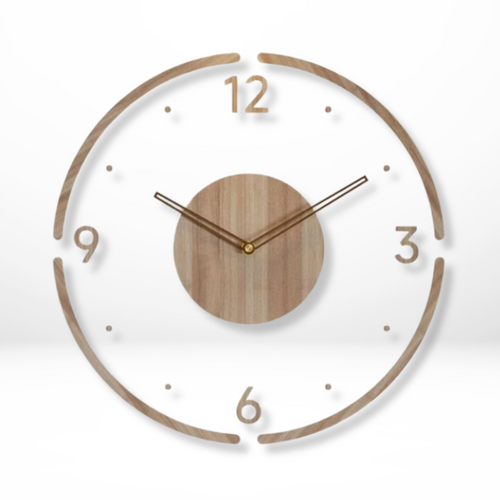 Silent Wall Clock in Natural Wood – Large Minimalist Design for Home Decor 1
