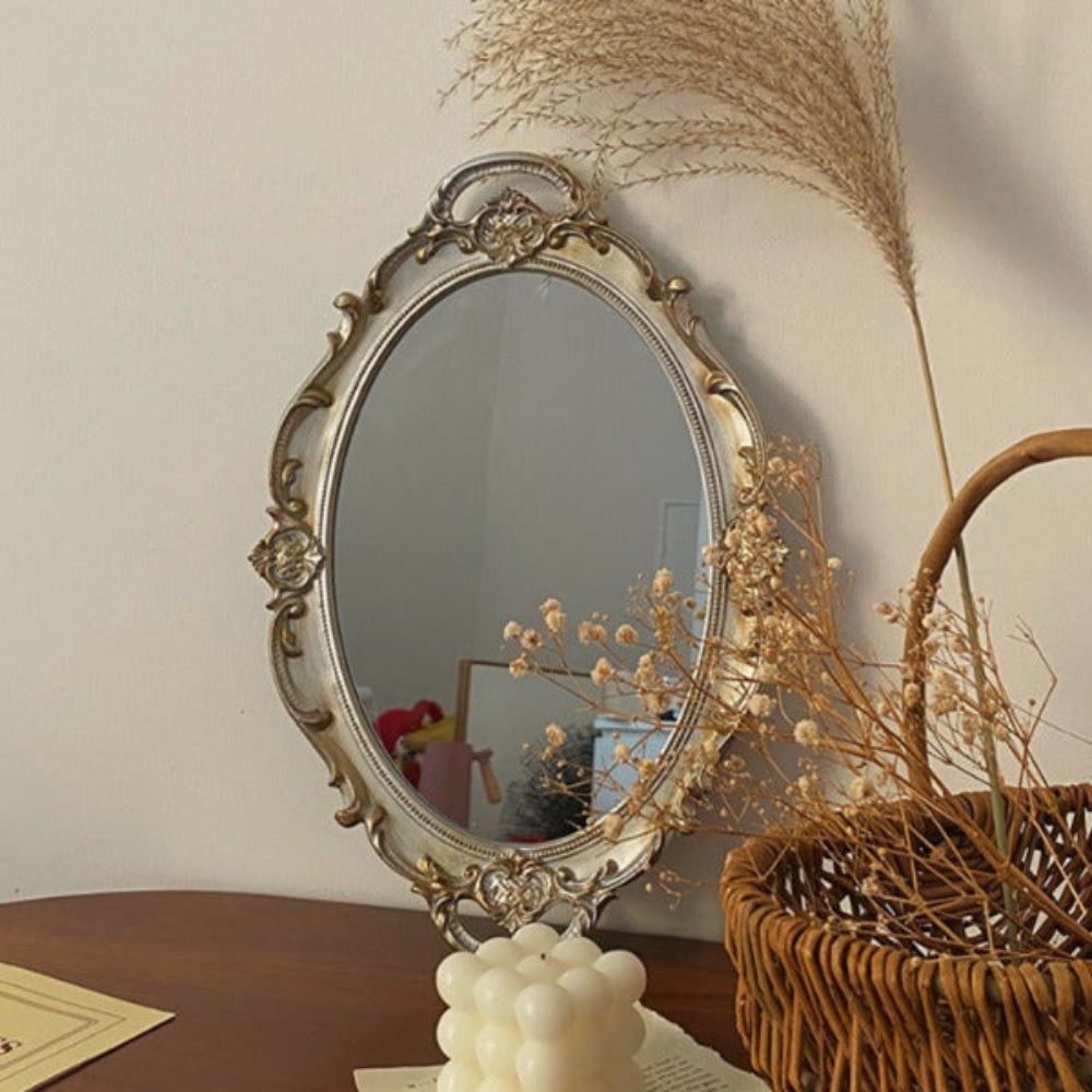 Vintage Decorative Tray with Ornate Frame – Mirrored Accent for Jewelry and Home Decor 3