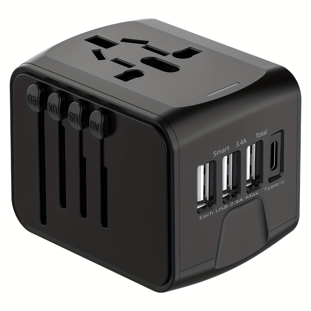 Universal Travel Adapter with 4 USB Ports and Type-C Connection for Global Charging – European Plug Adapter for 150 Countries 7