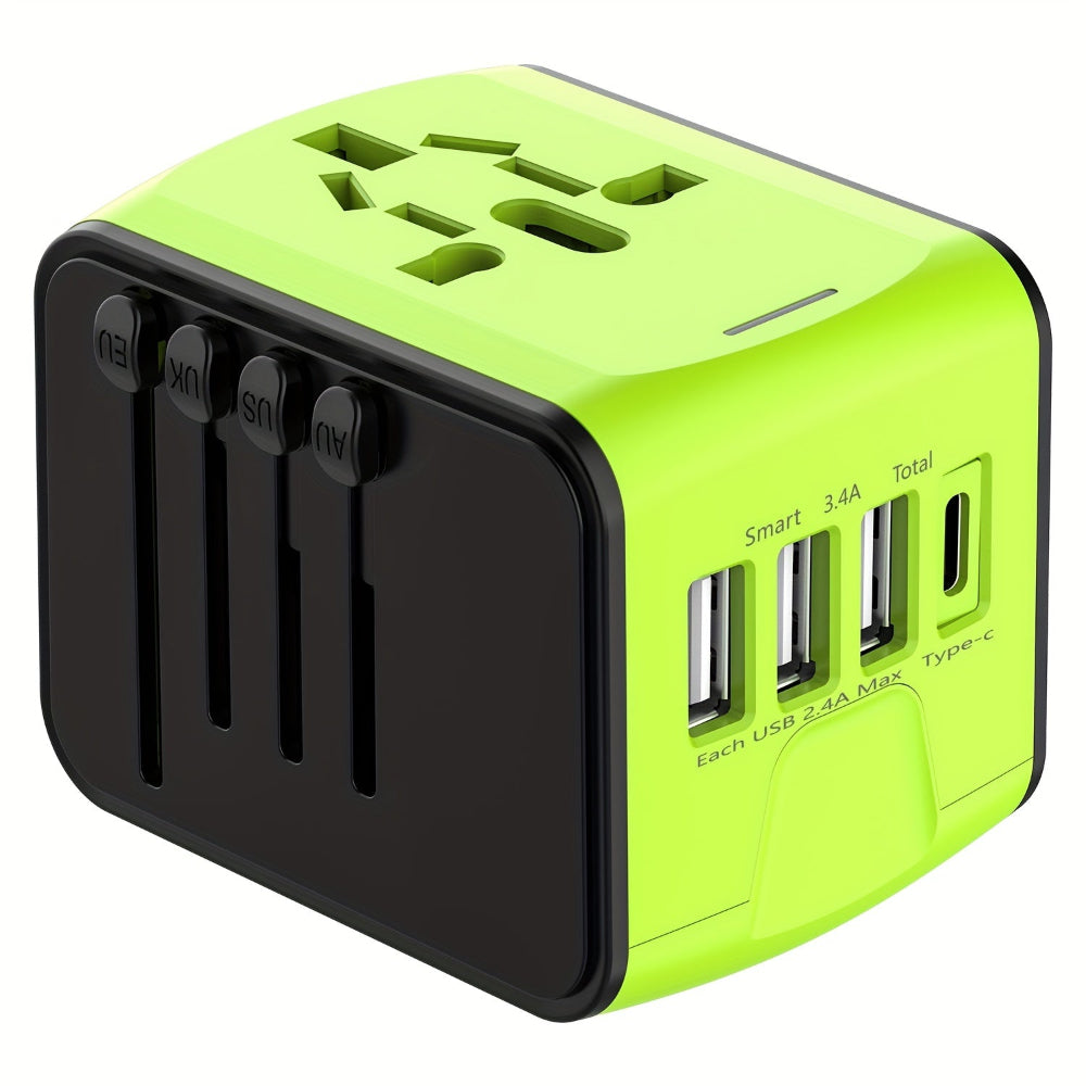 Universal Travel Adapter with 4 USB Ports and Type-C Connection for Global Charging – European Plug Adapter for 150 Countries 8