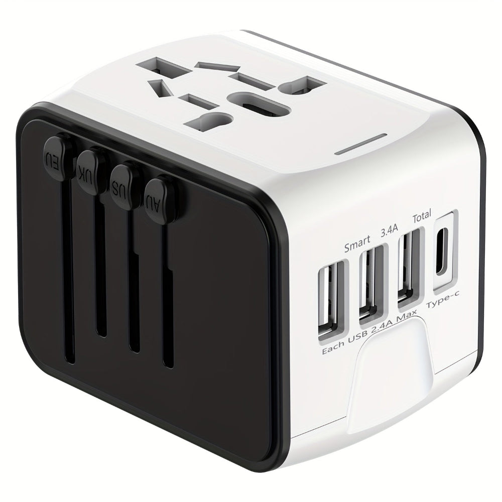 Universal Travel Adapter with 4 USB Ports and Type-C Connection for Global Charging – European Plug Adapter for 150 Countries 9