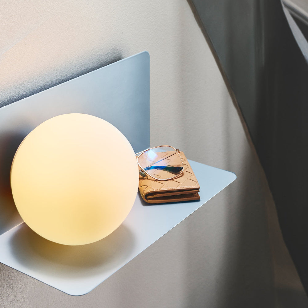 Minimalist Wall Shelf Light with Opal Glass Shade – Functional Design for Modern Spaces 15