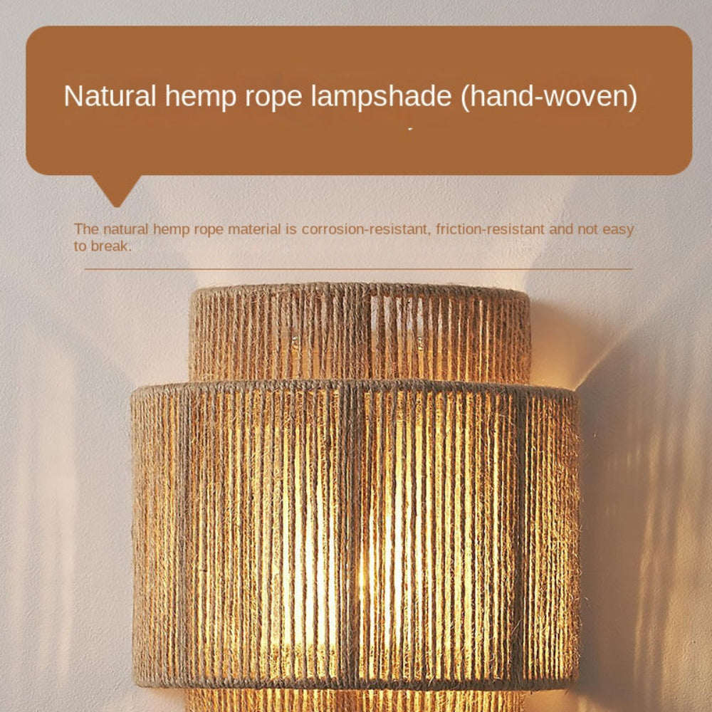 Bohemian Hemp Rope Wall Light – Handcrafted Natural Texture for Ambient Glow 5