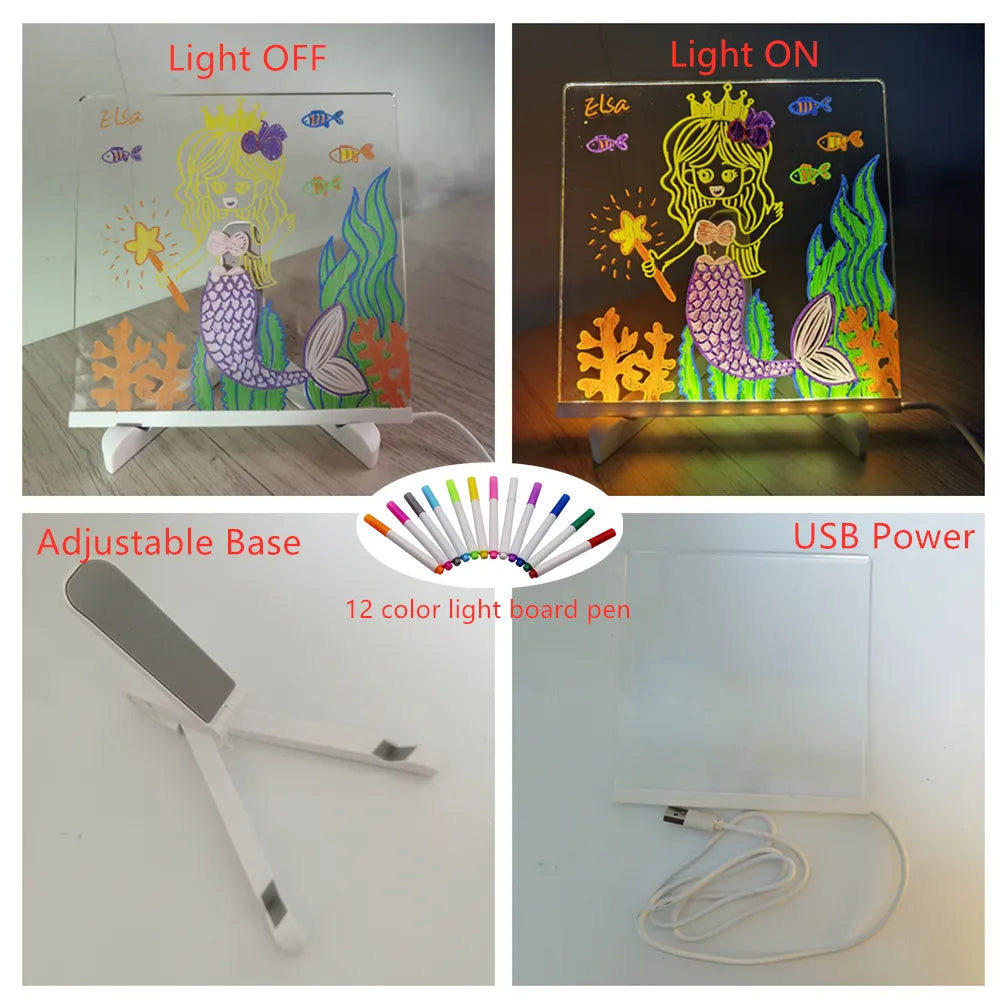 Illuminated Drawing Board for Kids – Rechargeable Light-Up Sketch Pad with Colorful LED Lights 3