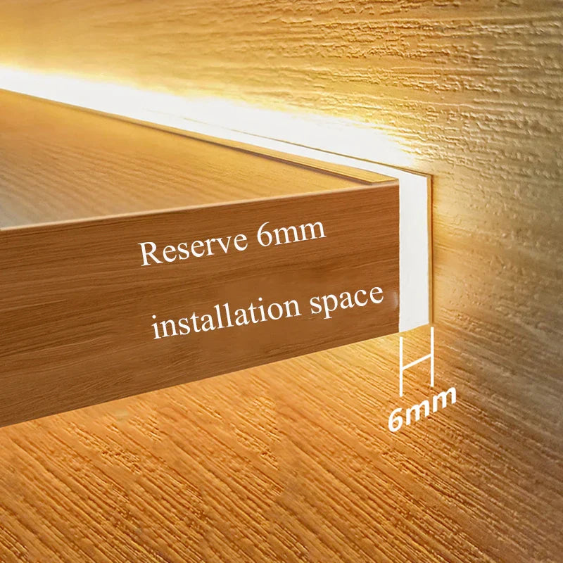 Invisible LED Shelf Lighting – Slim 12V Warm White and Cool White Strip Light for Modern Interiors 6