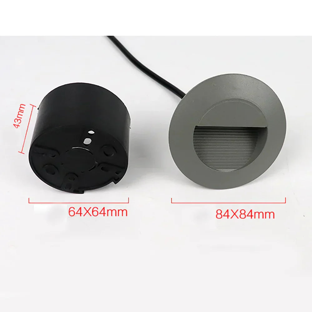 Round LED Outdoor Stair Light – Weatherproof 3W Aluminum Fixture for Safe Illumination 3