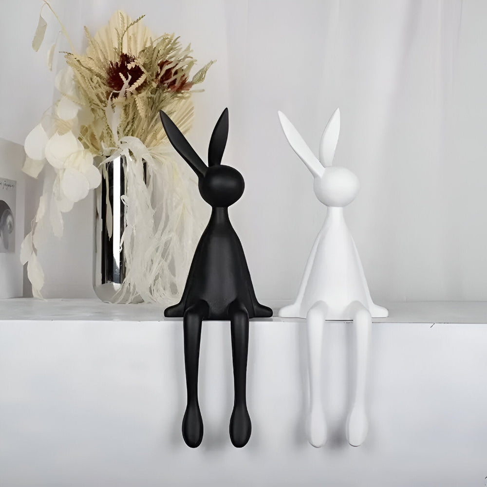 Modern Sitting Easter Bunny Decoration - Minimalist Resin Rabbit in Black, White, or Blue for Easter Table Decor 8