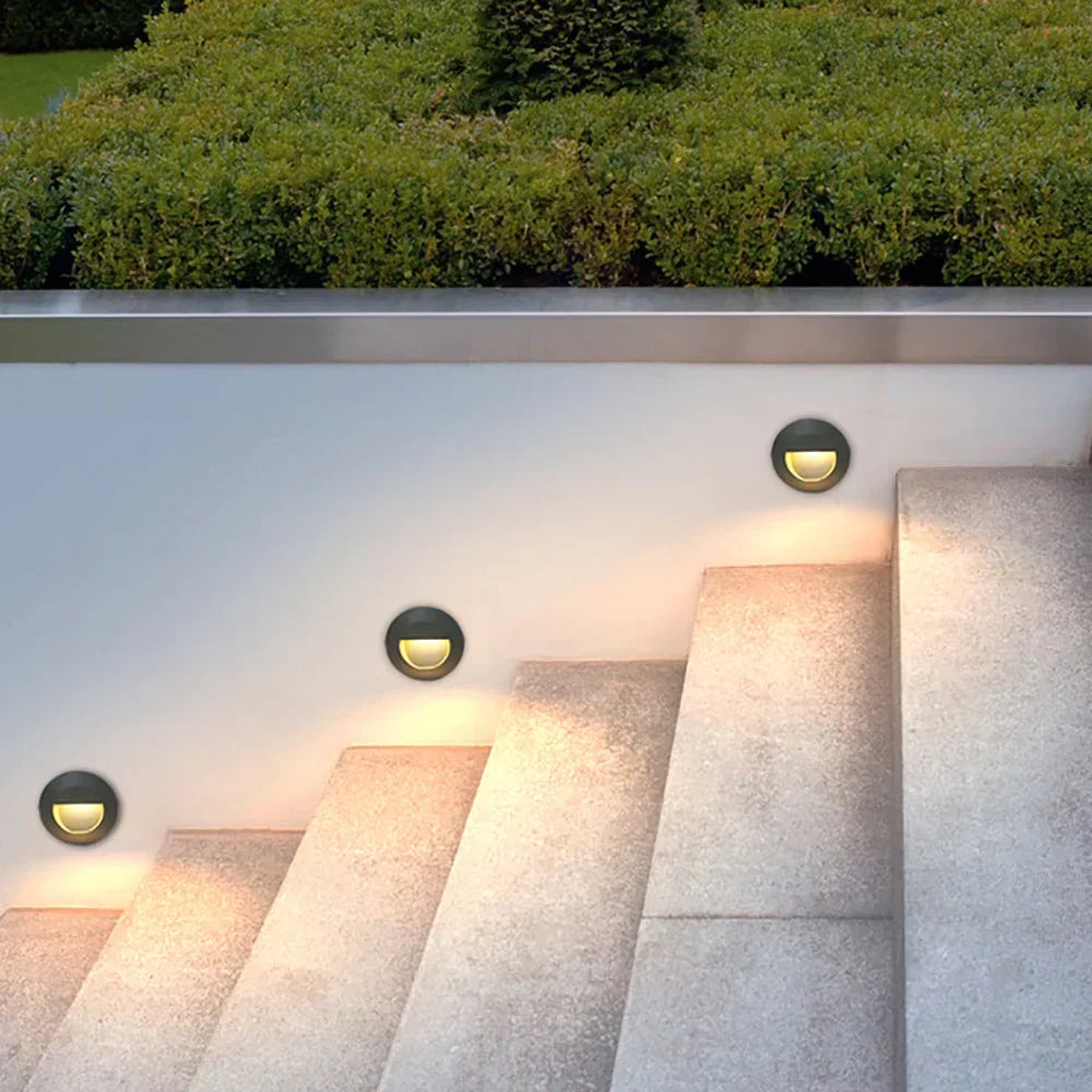 Round LED Outdoor Stair Light – Weatherproof 3W Aluminum Fixture for Safe Illumination 13