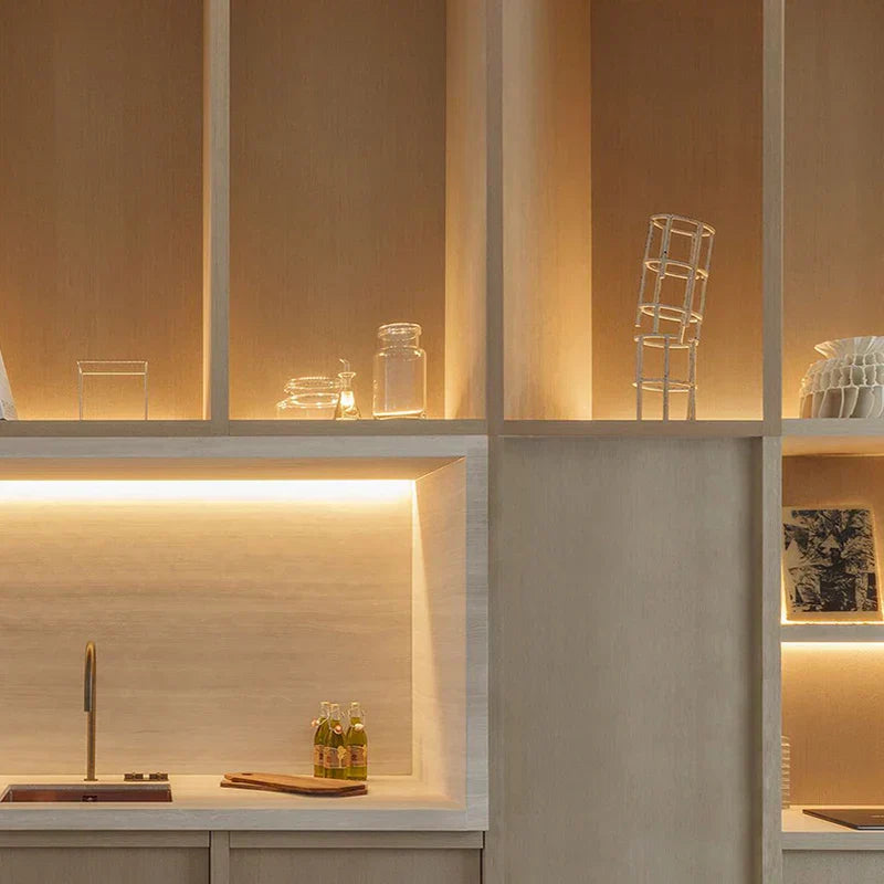 Invisible LED Shelf Lighting – Slim 12V Warm White and Cool White Strip Light for Modern Interiors 11