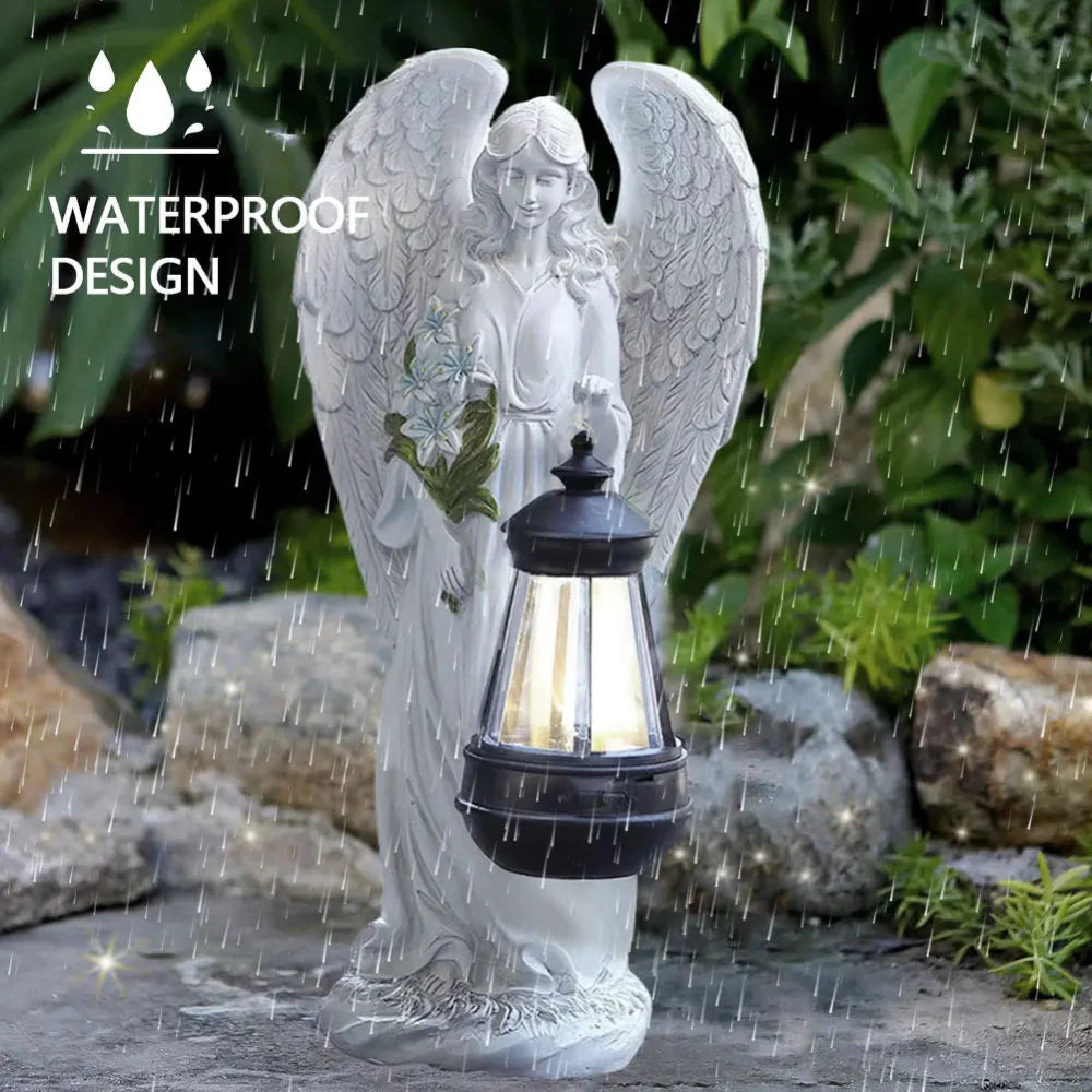 Solar Angel Garden Light - Weatherproof Resin Sculpture with Automatic Dusk-to-Dawn Illumination 2